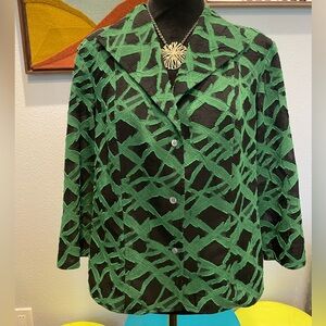 Doncaster Sport | Size M | Lightweight | Blazer | Cropped | Blk/Grn | 3/4 sleeve